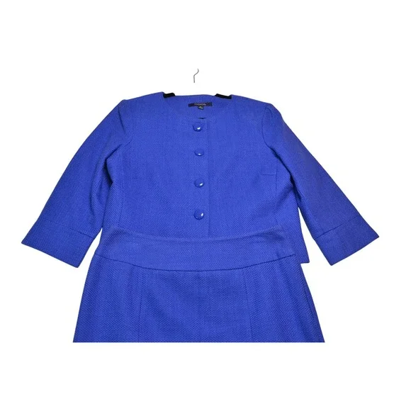 Chadwicks Suit Set Skirt‎ Blazer Women's Blue Textured Business Office Career - Picture 3 of 7